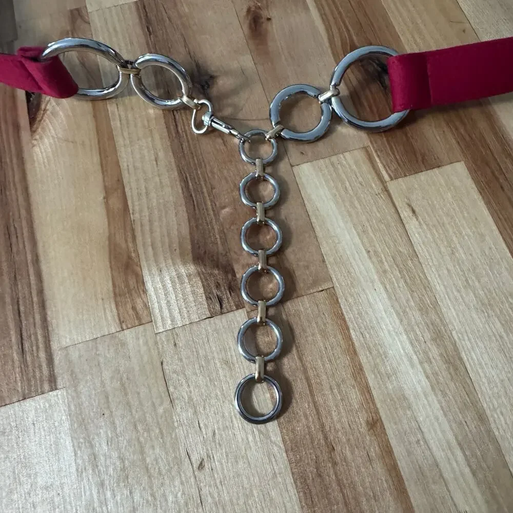 Vintage 1990s Red Strap Silver Gold Loop Chain Belt Womens Size Large Canada